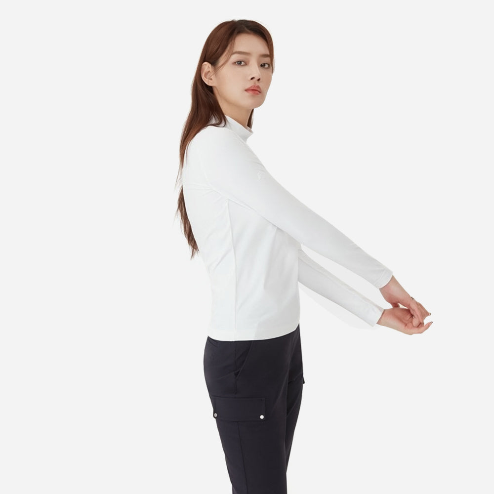 Áo Đánh Golf Nữ Descente Semi Pro Mockneck - Trắng - Supersports Vietnam