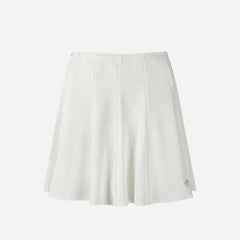 Women's Descente Front Patterned Pleats Skirt - Beige