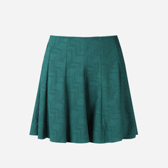 Women's Descente Front Patterned Pleats Skirt - Green