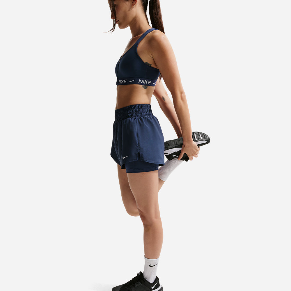 Quần Ngắn Thể Thao Nữ Nike Dri-Fit One Mid-Rise 3 Inch 2-In-1 - Xanh Navy - Supersports Vietnam