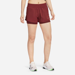 Women's Nike Dri-Fit One Mid-Rise 2In1 Shorts - Red