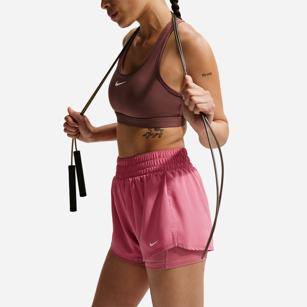 Quần Ngắn Thể Thao Nữ Nike Dri-Fit One Mid-Rise 3 Inch 2-In-1 - Hồng - Supersports Vietnam