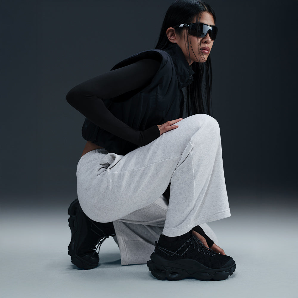 Quần Dài Thể Thao Nữ Nike Sportswear Club Fleece Mid-Rise Wide-Leg - Xám - Supersports Vietnam