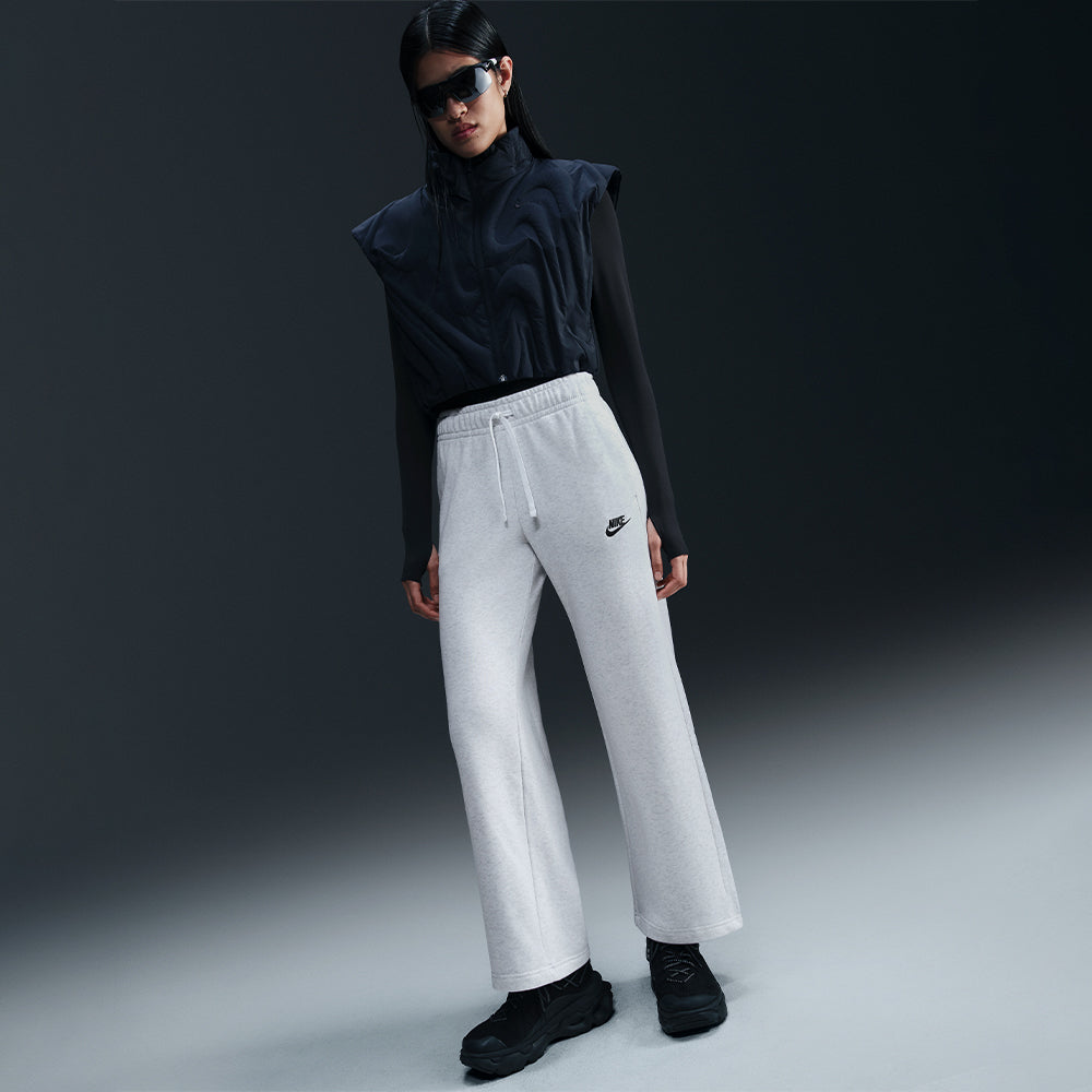 Quần Dài Thể Thao Nữ Nike Sportswear Club Fleece Mid-Rise Wide-Leg - Xám - Supersports Vietnam