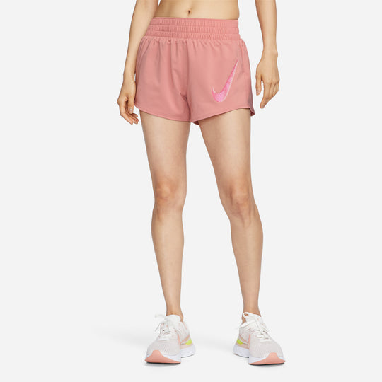 Women's Nike One Dri-Fit One Swoosh Mid-Rise Brief-Lined Shorts - Red
