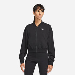 Women's Nike Oversized Cropped Full-Zip Jacket - Black