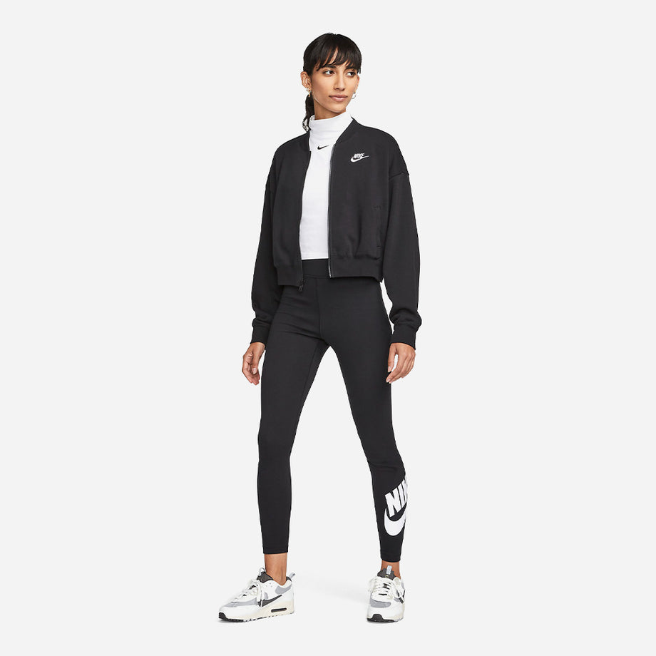 Women's Nike Oversized Cropped Full-Zip Jacket - Black