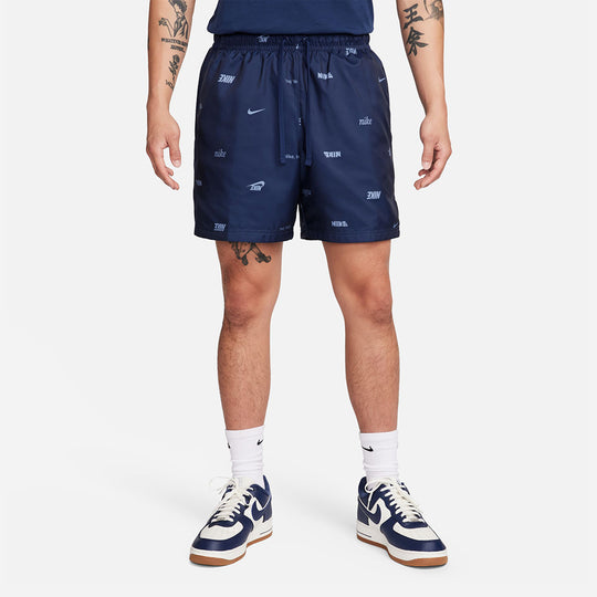 Men's Nike Club Woven All-Over Print Flow Shorts - Navy