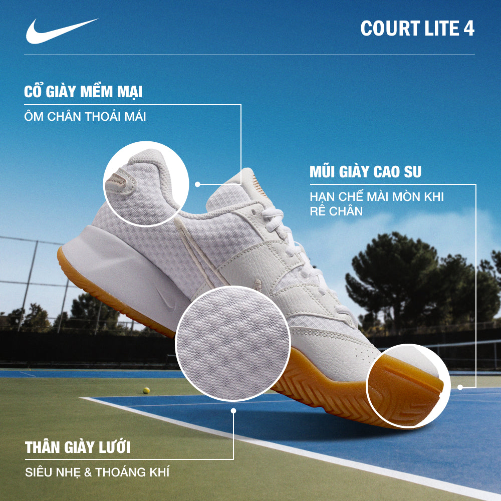 Giày Tennis Nữ Nike Court Lite 4 - Trắng - Supersports Vietnam