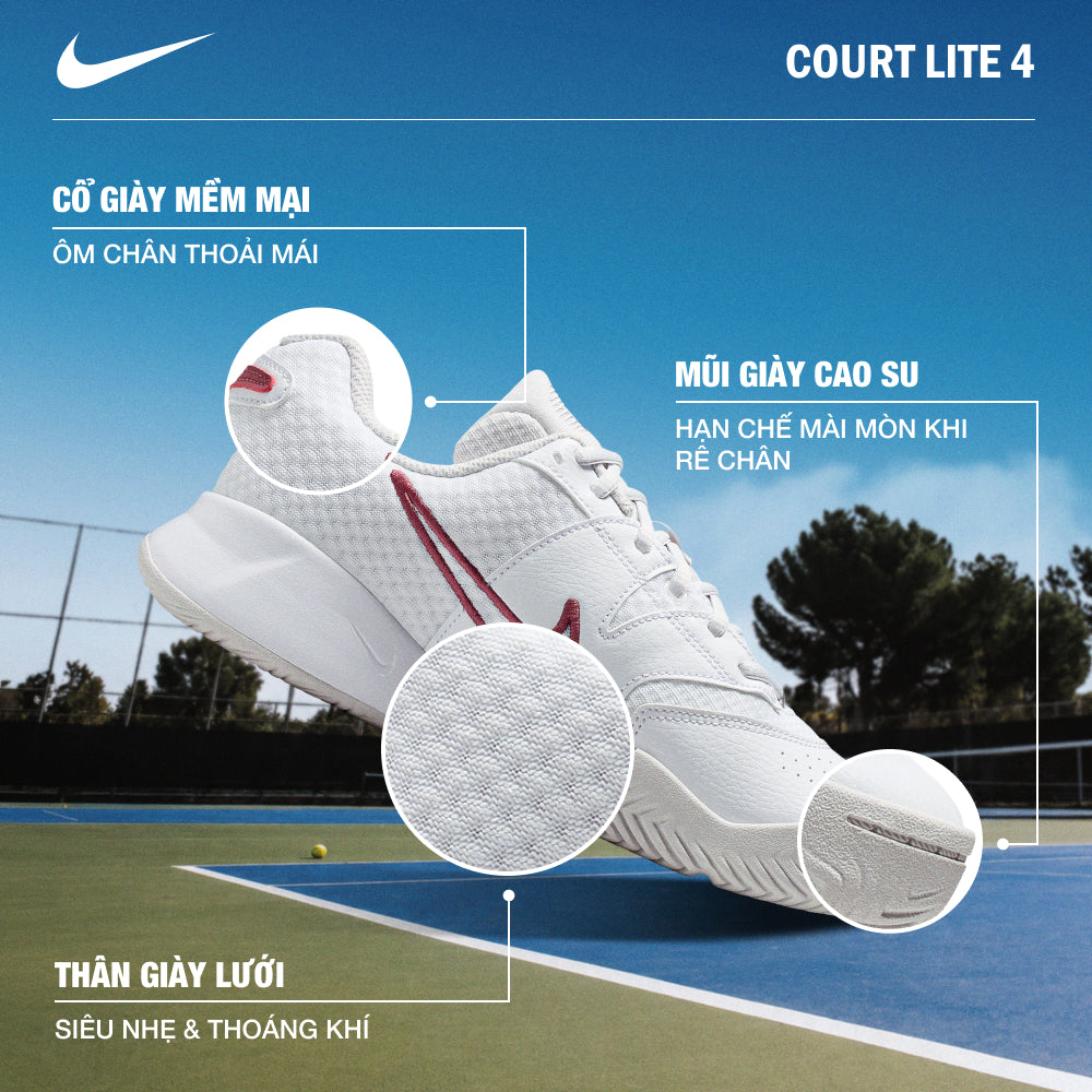 Giày Tennis Nữ Nike Court Lite 4 - Trắng - Supersports Vietnam