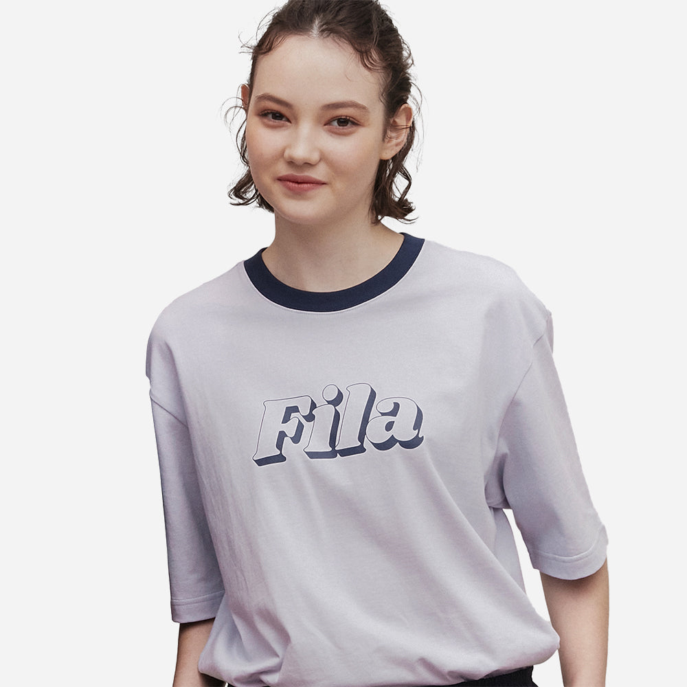 Áo Thun Tay Ngắn Unisex Fila Color Matching Point Short Sleeve - Xám - Supersports Vietnam
