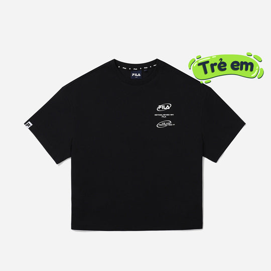 Kids' Fila Colorful Small Logo Fila T-Shirt - Black