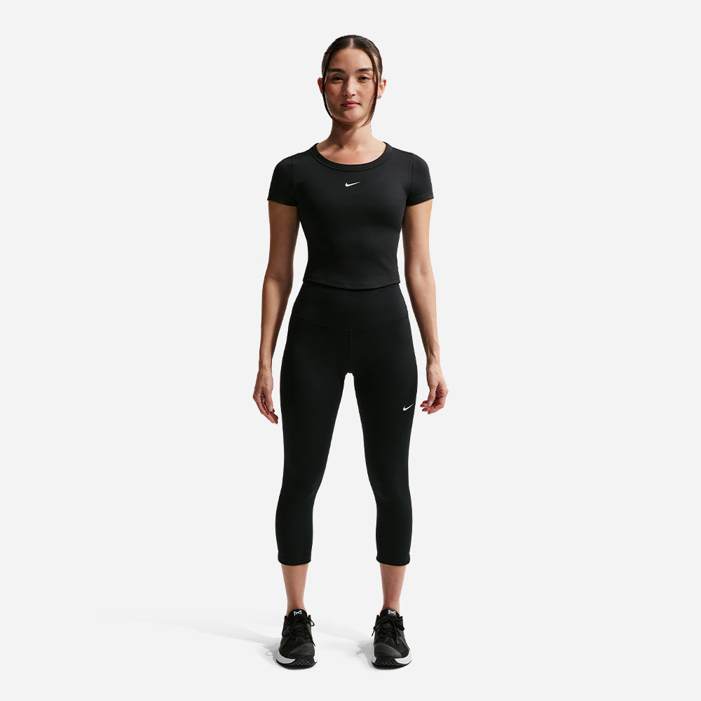 Áo Crop-Top Nữ Nike One Fitted Dri-Fit Short-Sleeve - Đen - Supersports Vietnam