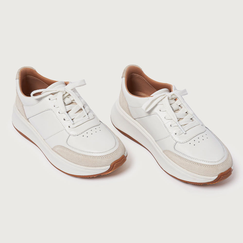 Giày Sneaker Nữ Fitflop F-Mode Leather/Suede Flatform Trắng