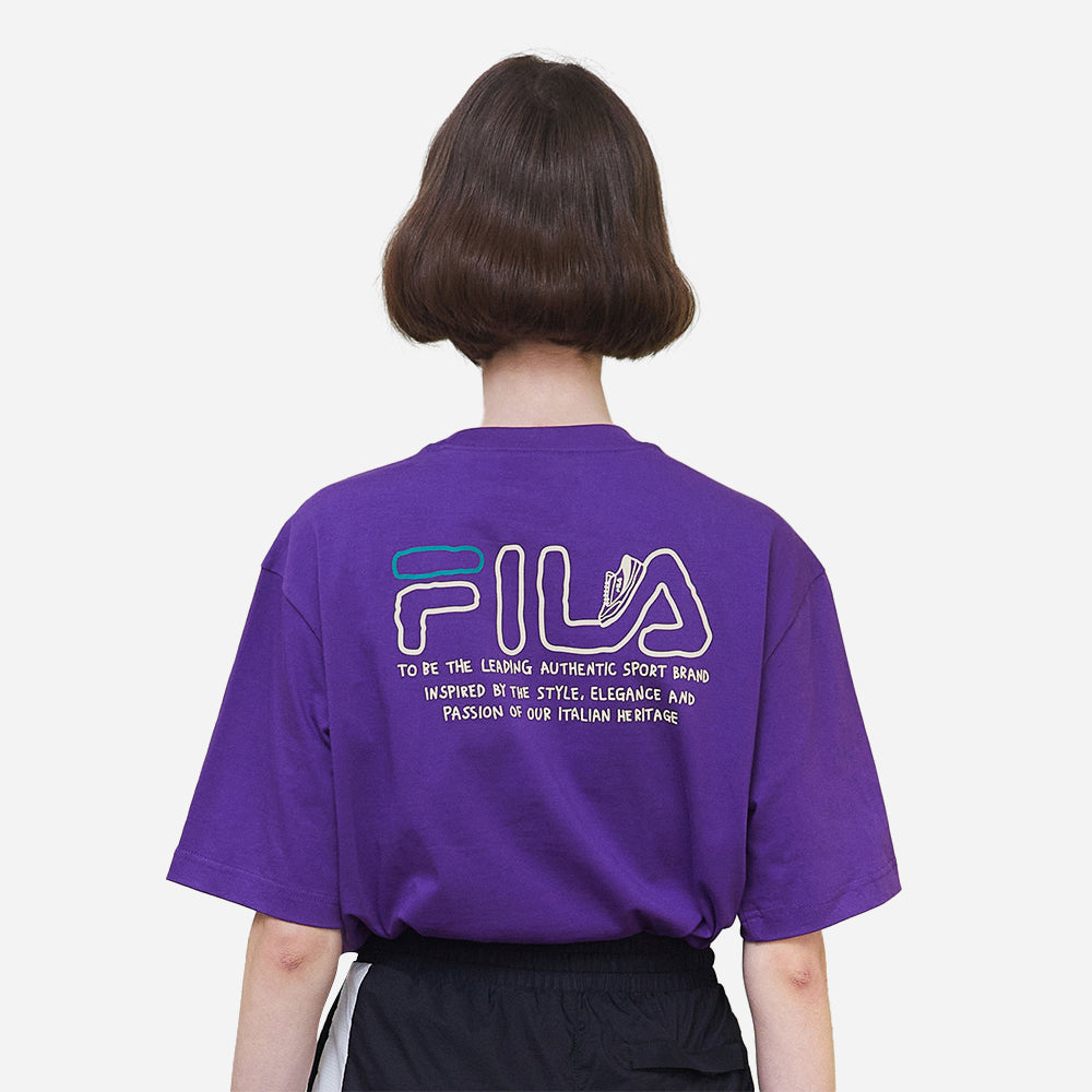 Áo Thun Tay Ngắn Unisex Fila Shoes Graphic Rs2 - Tím - Supersports Vietnam
