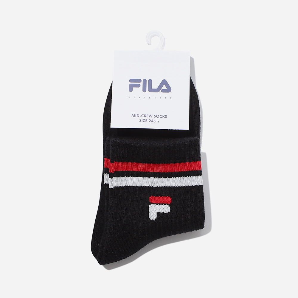 Vớ Thể Thao Fila F Logo Stripe - Đen - Supersports Vietnam