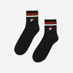 Unisex Fila Stripe Middle Socks - Black