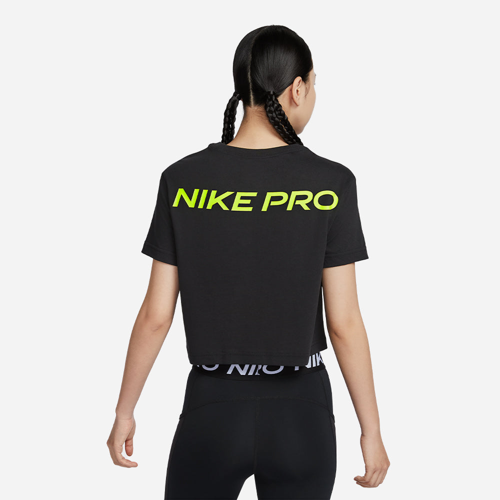 Áo Thun Nữ Nike Dri-Fit Pro Crop - Đen - Supersports Vietnam