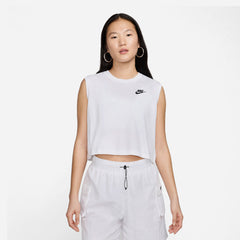 Women's Nike Asw Club Cropped Sleeveless T-Shirt - White