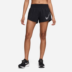 Quần Ngắn Nữ Nike Dri-Fit Mid-Rise Brief-Lined Graphic - Đen