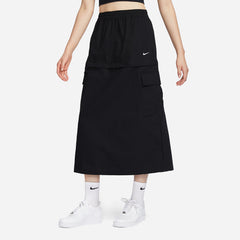 Women's Nike Essential Mid-Rise Woven Cargo Midi Skirt - Black