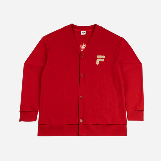 Unisex Fila Lunar New Year Cardigan Loose Fit Jacket - Red