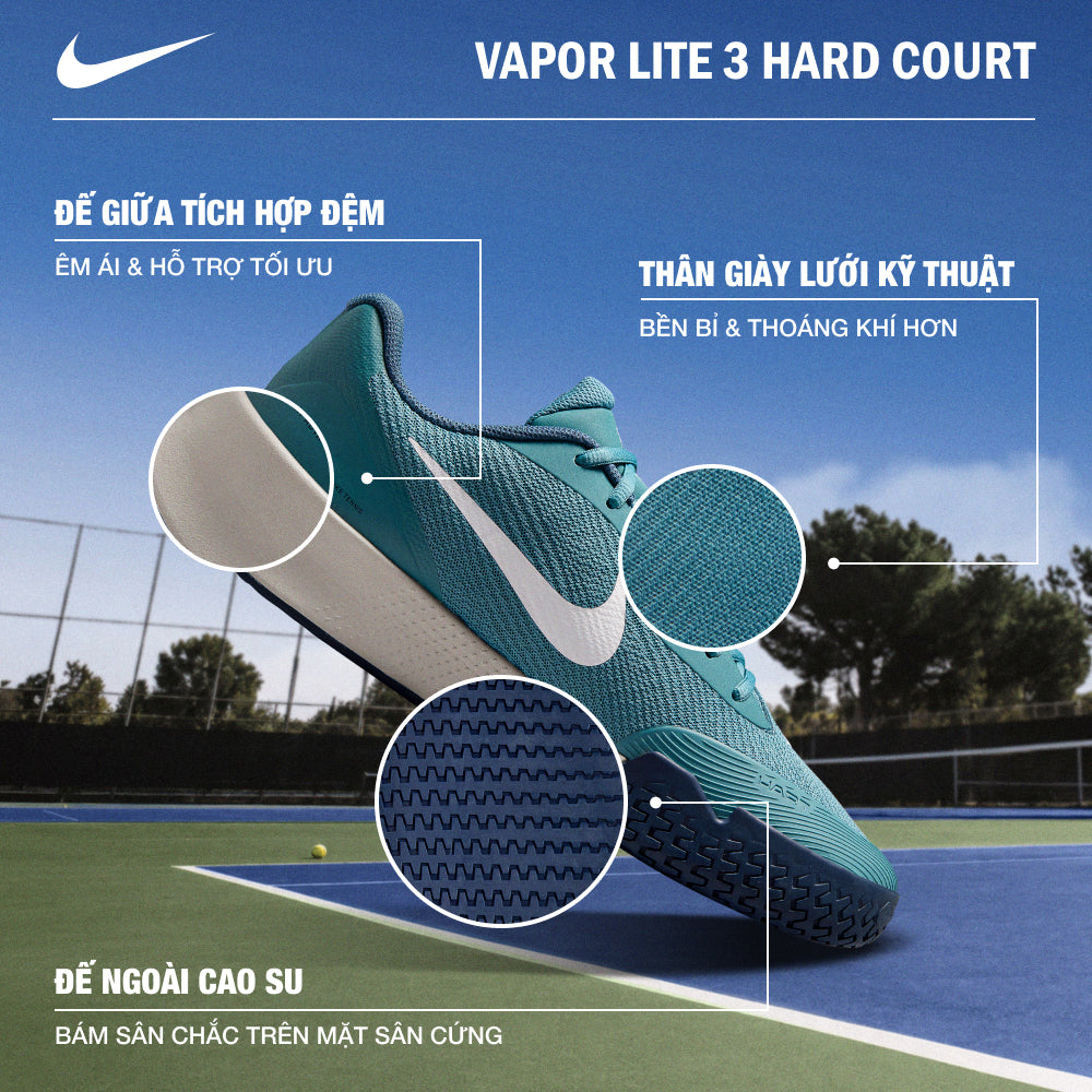 Giày Tennis Nam Nike Vapor Lite 3 Hard Court - Xanh Dương - Supersports Vietnam