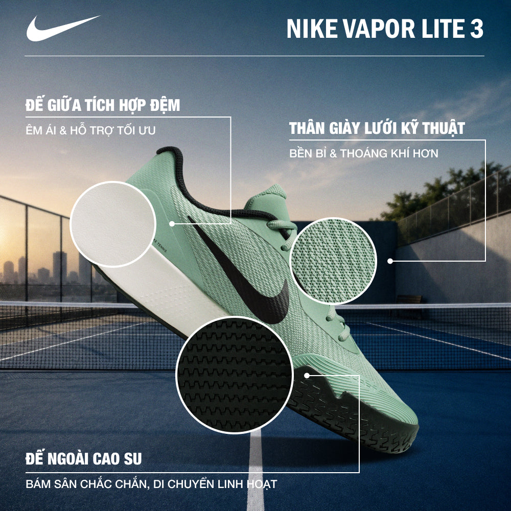 Giày Tennis Nam Nike Vapor Lite 3 - Xanh Mint - Supersports Vietnam