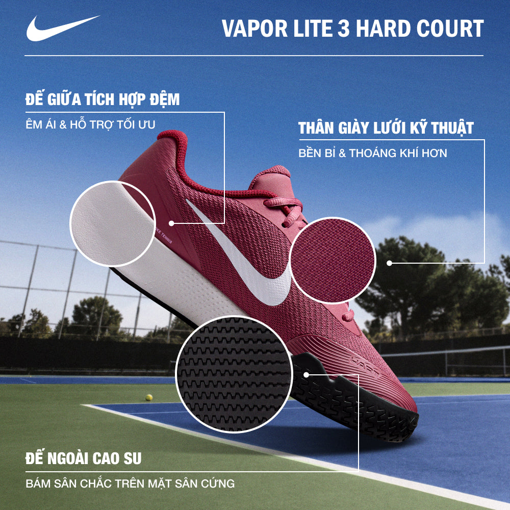 Giày Tennis Nữ Nike Vapor Lite 3 Hard Court - Hồng - Supersports Vietnam