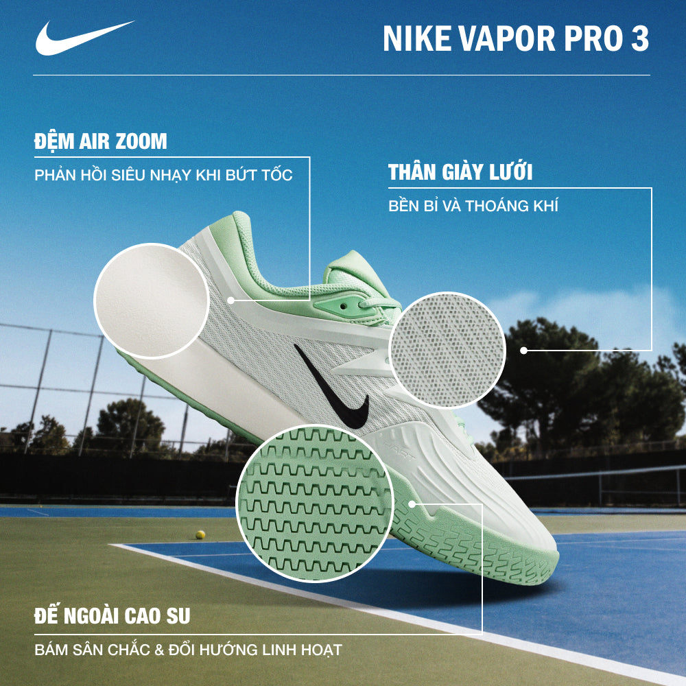Giày Tennis Nam Nike Vapor Pro 3 - Xanh Mint - Supersports Vietnam