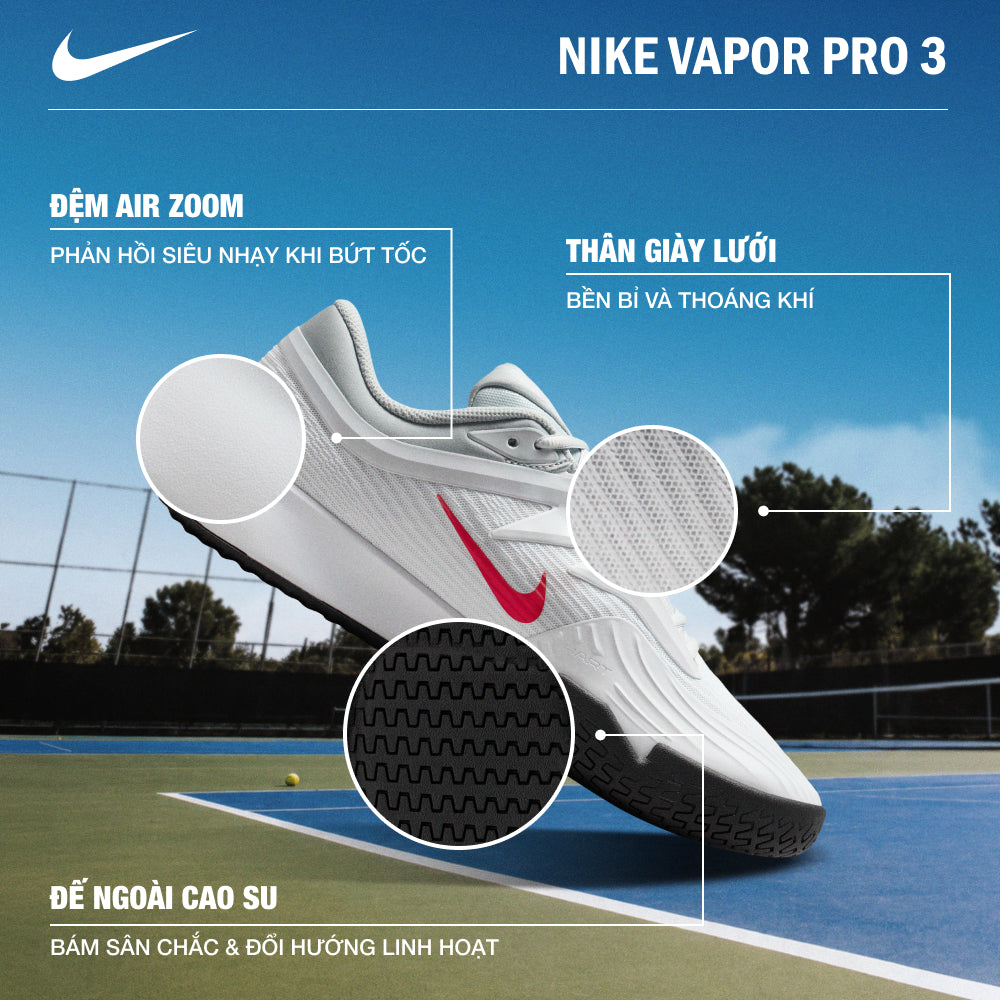 Giày Tennis Nam Nike Vapor Pro 3 - Trắng - Supersports Vietnam