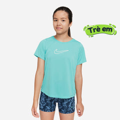 Áo Thun Bé Gái Nike Dri-Fit One Fitted Short Sleeve - Xanh Dương