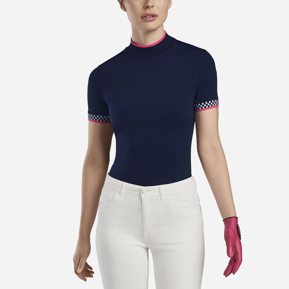 Áo Golf Tay Ngắn Nữ Gfore Feather Weight Mock Neck - Xanh Navy - Supersports Vietnam