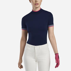Áo Golf Tay Ngắn Nữ Gfore Feather Weight Mock Neck - Xanh Navy - Supersports Vietnam