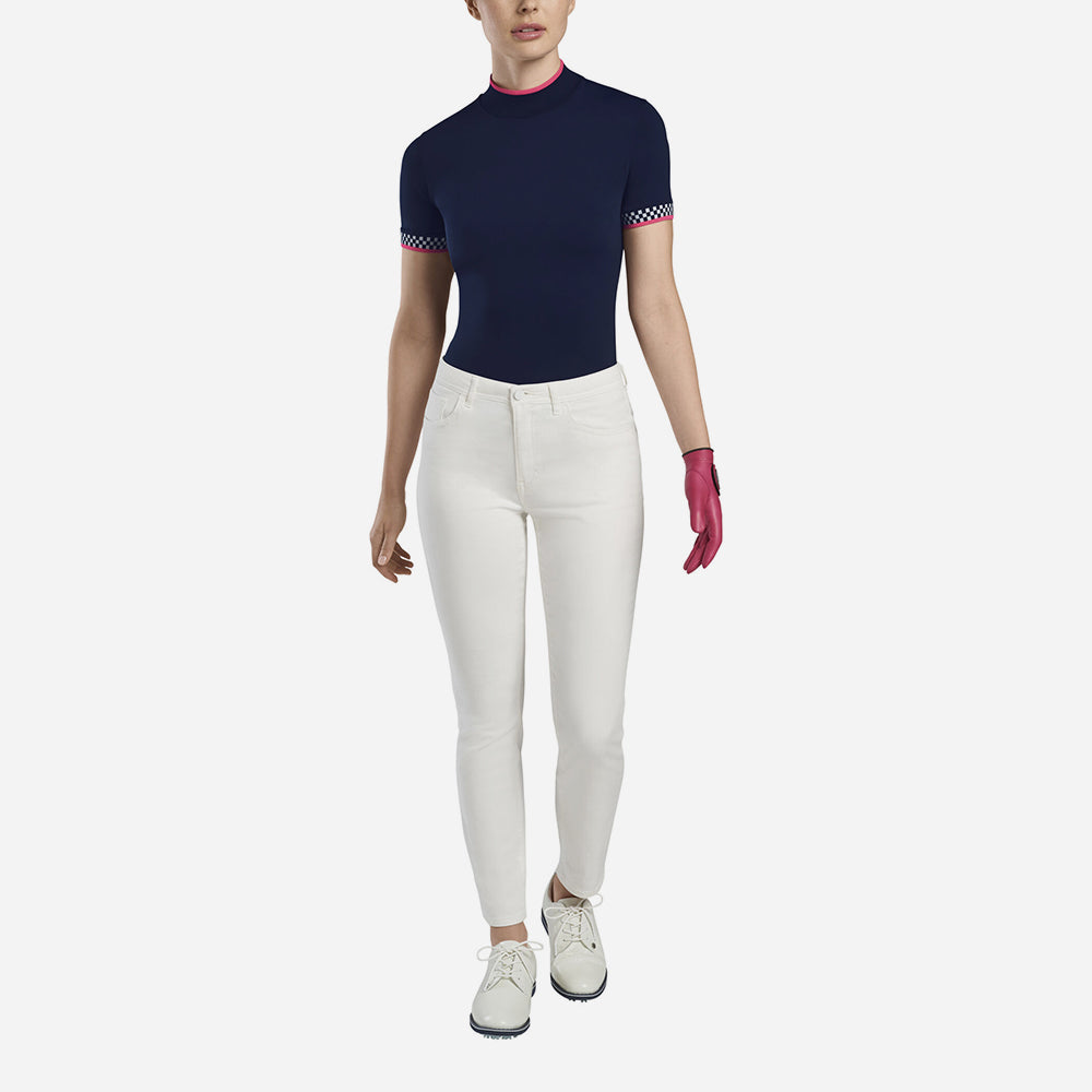 Áo Golf Tay Ngắn Nữ Gfore Feather Weight Mock Neck - Xanh Navy - Supersports Vietnam