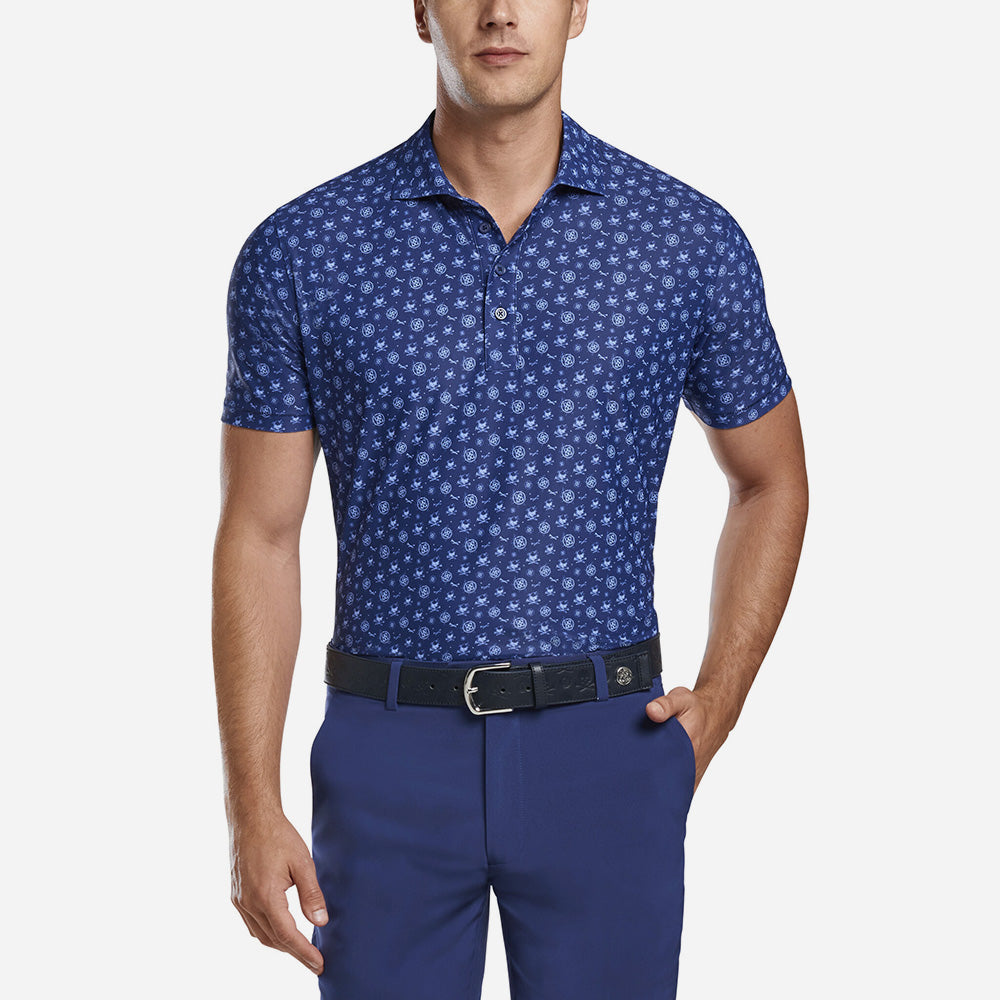 Áo Golf Tay Ngắn Nam Gfore Printed Logo Pique - Xanh Dương - Supersports Vietnam