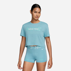 Áo Thun Tay Ngắn Nữ Nike Pro Shortsleeve Crop Fa24 - Xanh Dương