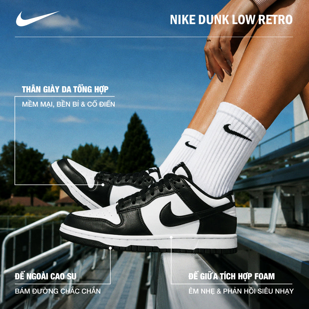 Giày Sneaker Nam Nike Dunk Low Retro - Đen - Supersports Vietnam