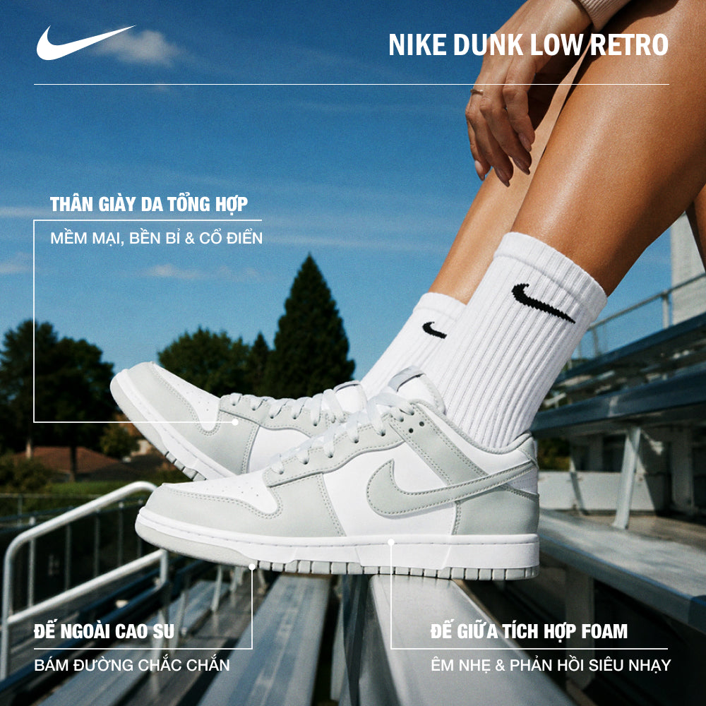 Giày Sneaker Nam Nike Dunk Low Retro - Xám - Supersports Vietnam