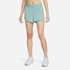 Quần Ngắn Thể Thao Nữ Nike Dri-Fit Mid-Rise 2-In-1 - Xanh Lá