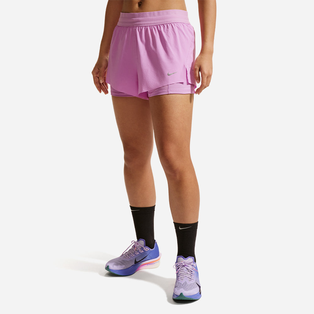 Quần Ngắn Thể Thao Nữ Nike Swift Dri-Fit Mid-Rise 2-In-1 - Hồng - Supersports Vietnam
