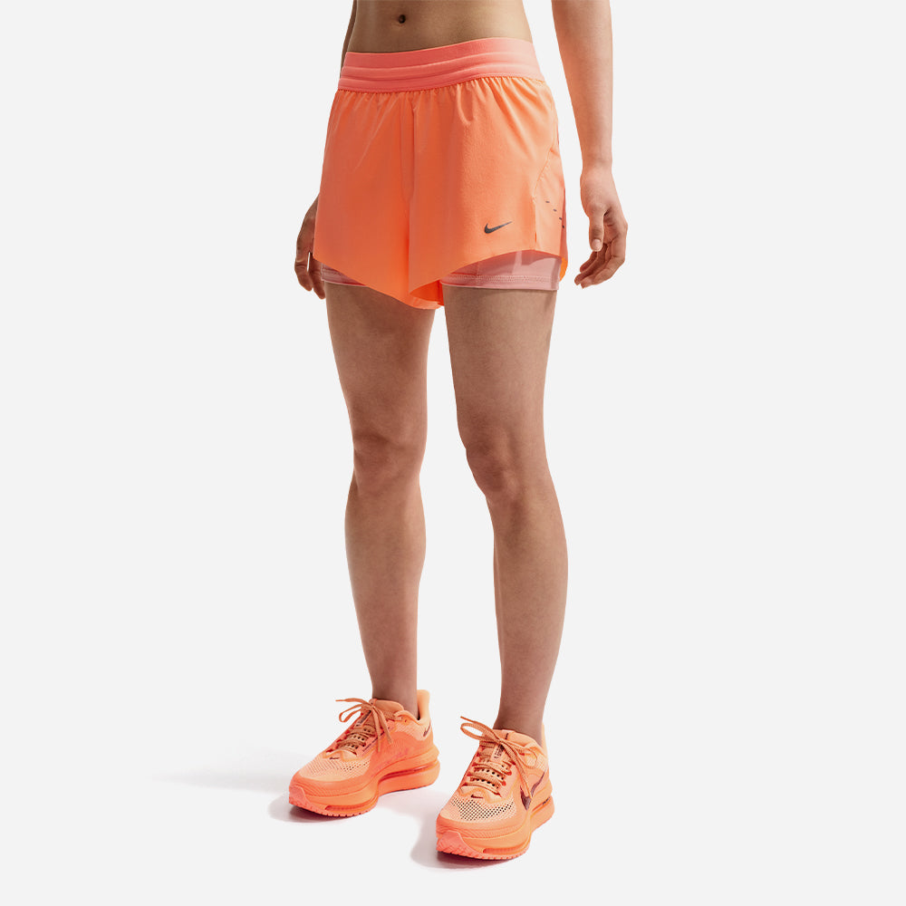 Quần Ngắn Thể Thao Nữ Nike Swift Dri-Fit Mid-Rise 2-In-1 Running - Cam - Supersports Vietnam