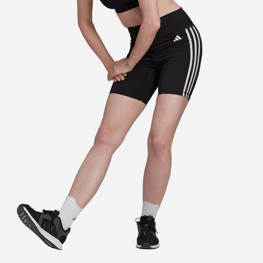 Quần Bó Thể Thao Ngắn Nữ Adidas Training Essentials 3-Stripes High-Waisted - Đen