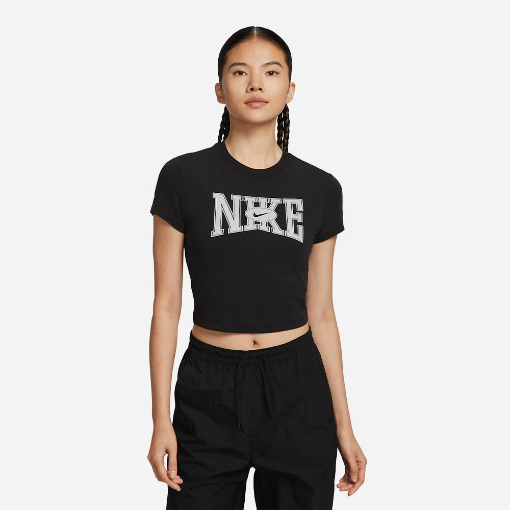 Áo Crop-Top Nữ Nike Sportswear Slim Street - Đen - Supersports Vietnam