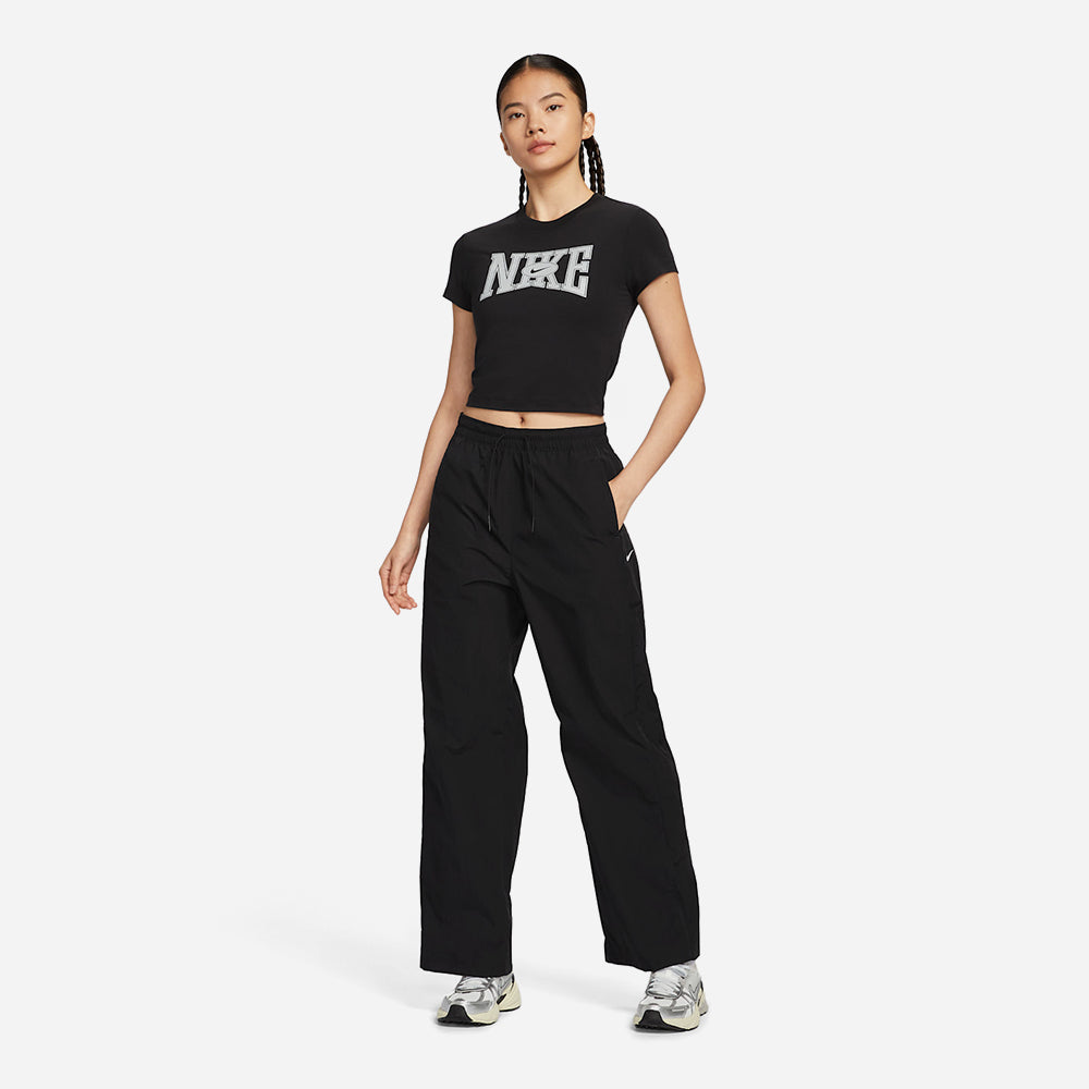 Áo Crop-Top Nữ Nike Sportswear Slim Street - Đen - Supersports Vietnam
