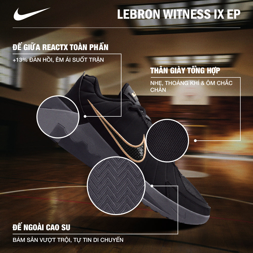 Giày Bóng Rổ Nam Nike Lebron Witness Ix Ep - Đen - Supersports Vietnam