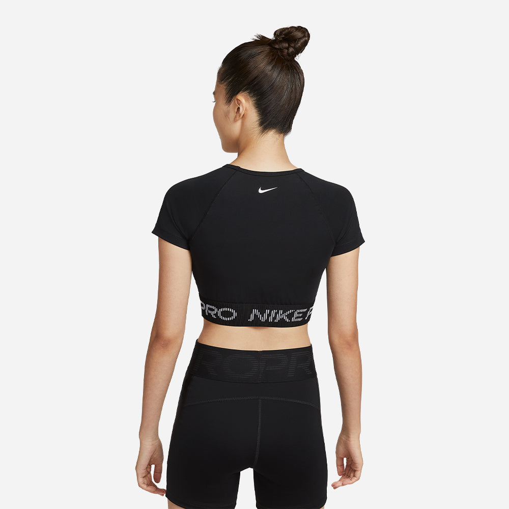 Áo Crop-Top Nữ Nike Pro Dri-Fit Short-Sleeve Graphic - Đen - Supersports Vietnam