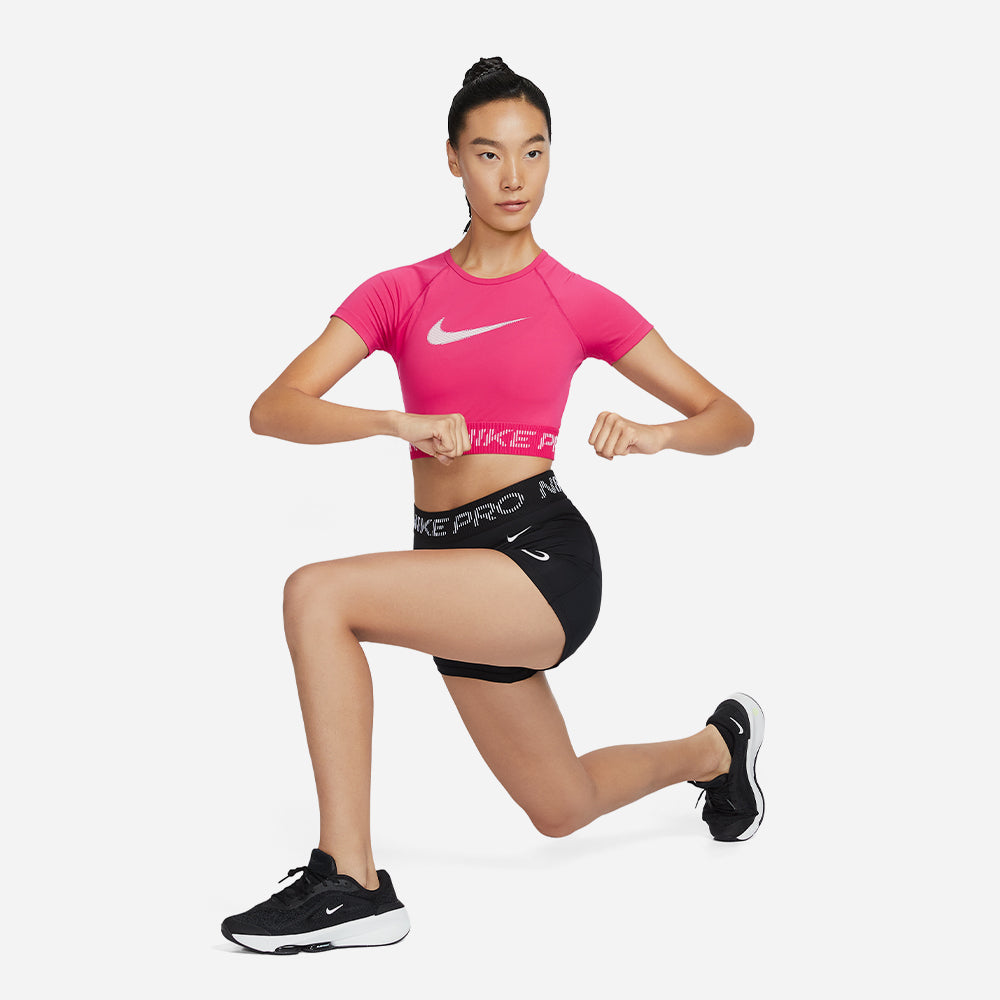 Áo Crop-Top Nữ Nike Pro Dri-Fit Short-Sleeve Graphic - Hồng - Supersports Vietnam