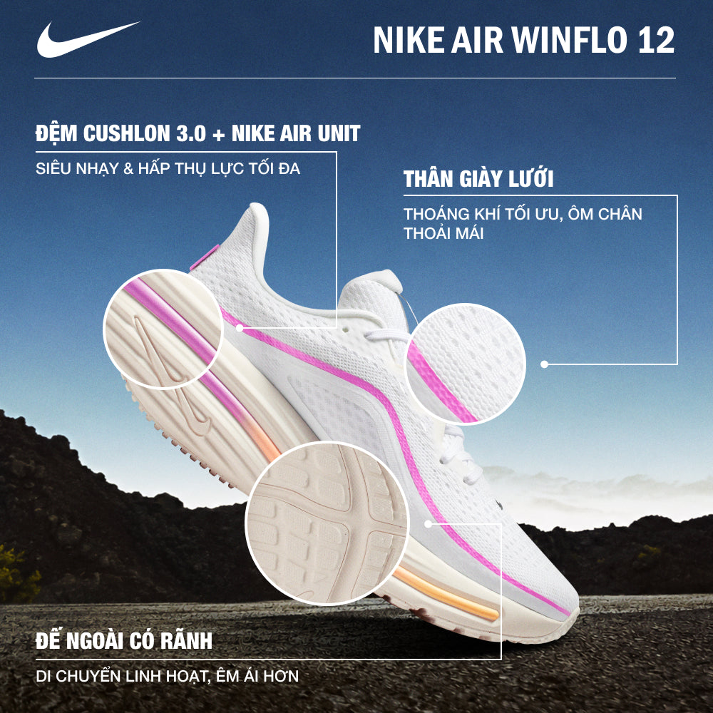 Giày Chạy Bộ Nữ Nike Air Winflo 12 - Trắng - Supersports Vietnam