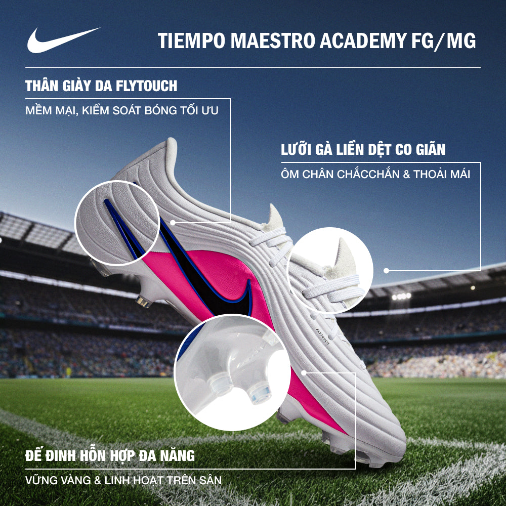 Giày Đá Bóng Sân Cỏ Tự Nhiên Nam Nike Tiempo Maestro Academy Fg/Mg - Trắng - Supersports Vietnam